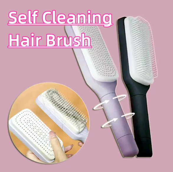 Self-Cleaning Anti-Static Hair Brush with Scalp Massager