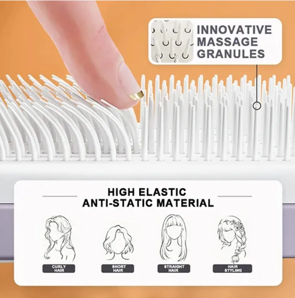 Self-Cleaning Anti-Static Hair Brush with Scalp Massager